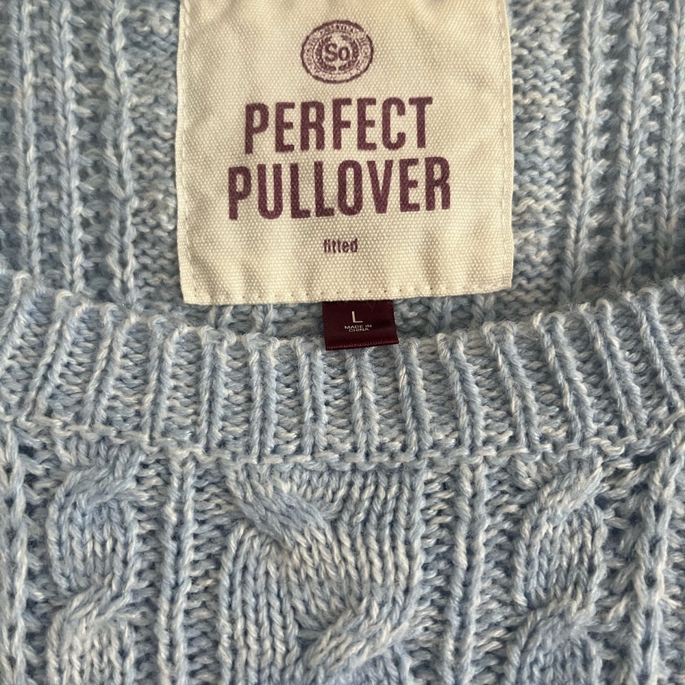 SO Perfect Women's Soft Blue Cable Knit Sweater - Picture 3 of 9
